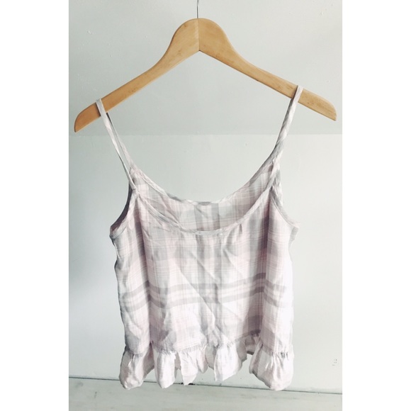 Anthropologie Tops - {Anthropologie} Cloth + Stone Plaid Ruffle Cami